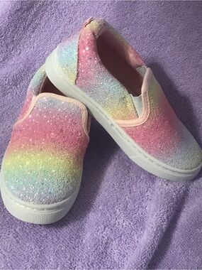 Kids Pastel Glitter Slip-On Sneakers - Pastel